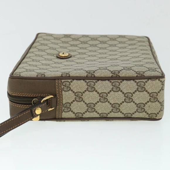 GUCCI GG Canvas Clutch Bag PVC Leather Beige 156.01.053 Auth yk8651 - Picture 4 of 16